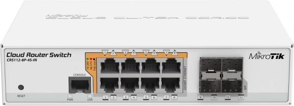 PoE switch MikroTik CRS112-8P-4S-IN med 8xGbE og 4xSFP