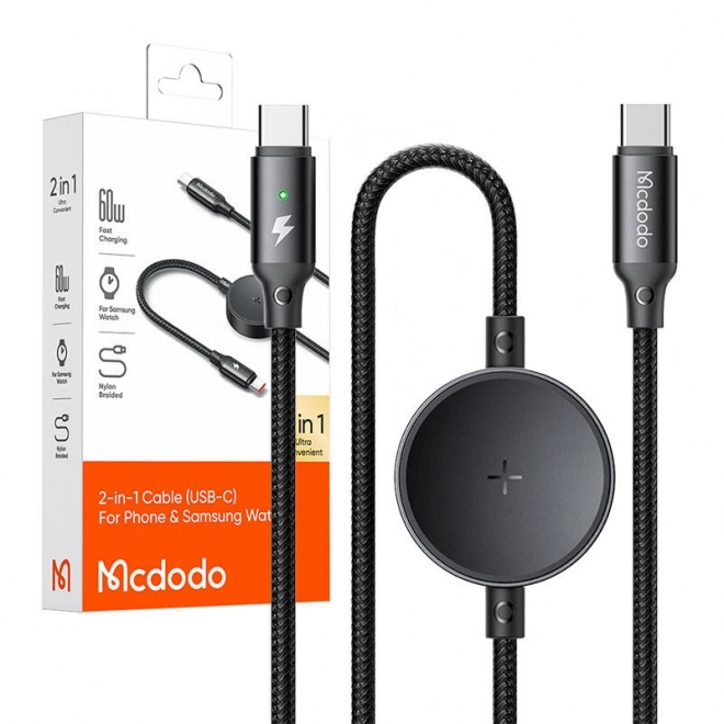 2i1 opladerkabel og trådløs oplader til Samsung-ure