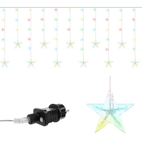 LED farvet gardin med stjerner - 2,5 m, 108 LED