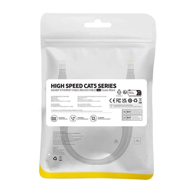 Netværkskabel Baseus Ethernet CAT5 1m sort
