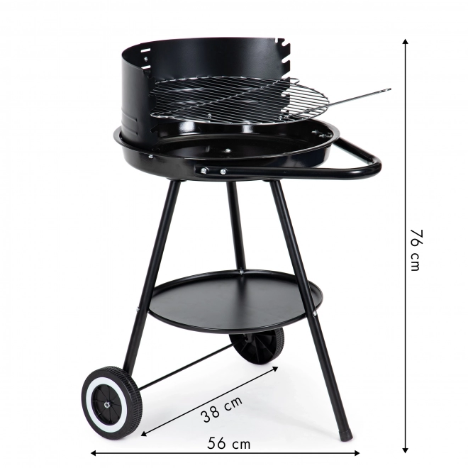 Rund havegrill med justerbar rist