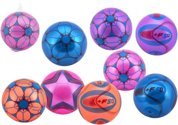 Farverig oppustelig gummibold 23 cm i net – mix af farver
