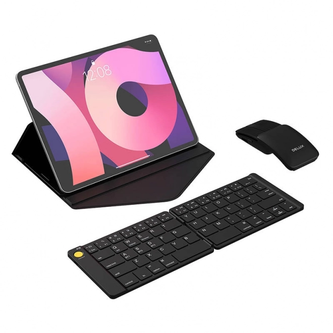 Sæt med trådløst foldbart tastatur Delux KF10 og mus MF10PR