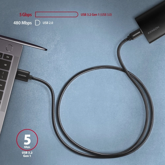 USB-C til USB-A kabel 1,5 m USB 3.2 Gen 1 3A ALU flettet