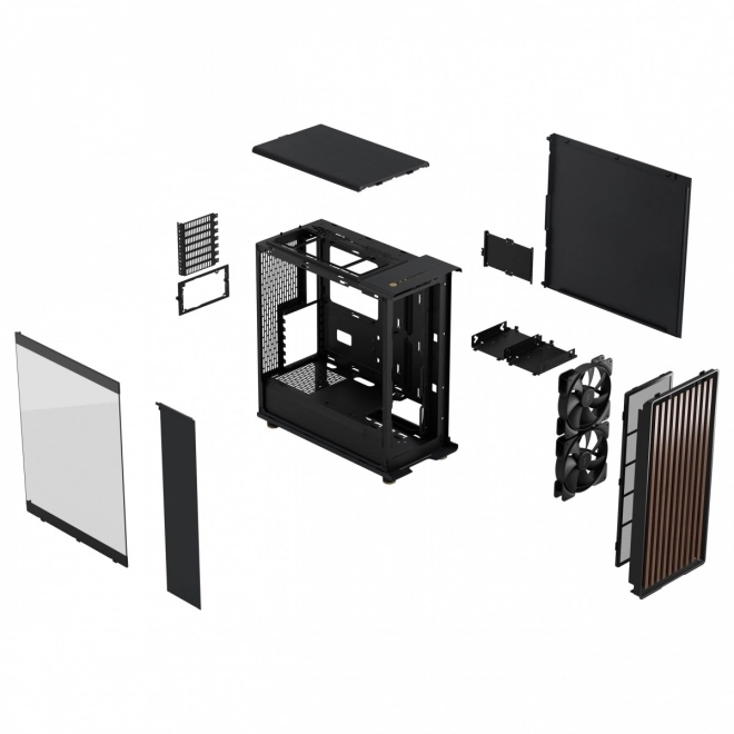 Fractal Design kabinet North sort med træelementer