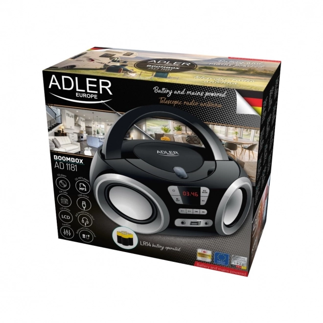 Bærbar boombox med CD og USB ADLER AD 1181