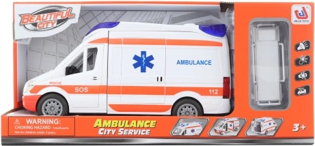 Ambulance på batterier med båre og lys