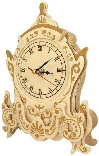 Woodcraft træ 3D-puslespil ur nisse