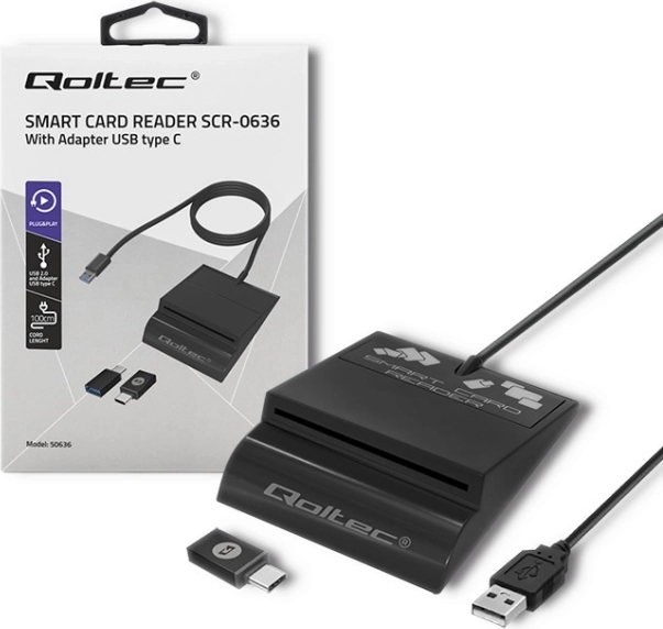 Intelligent chipkortlæser Qoltec