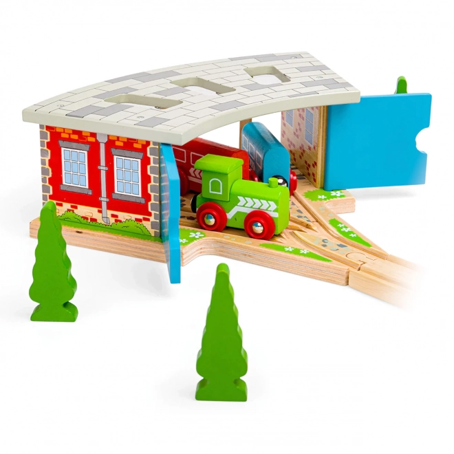 Bigjigs Rail Tredobbelt depot med porte