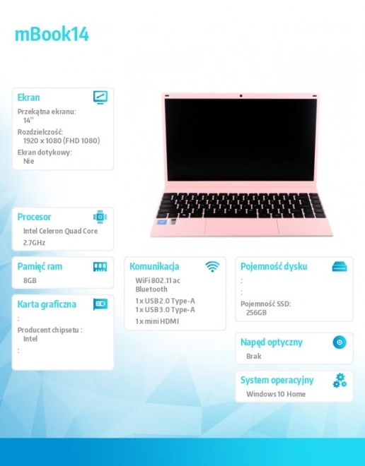 Rosa bærbar Maxcom mBook14