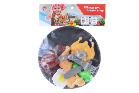 Sæt med mad og plastbakke til børn