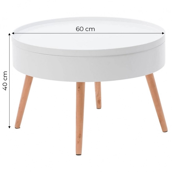 Rundt sofabord med opbevaringsplads 60 cm