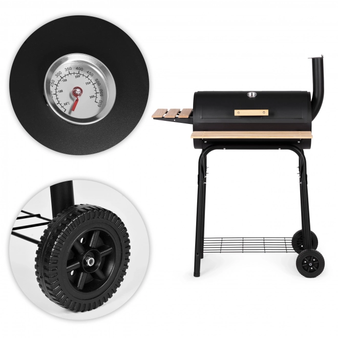 Stor havegrill med termometer og skorsten