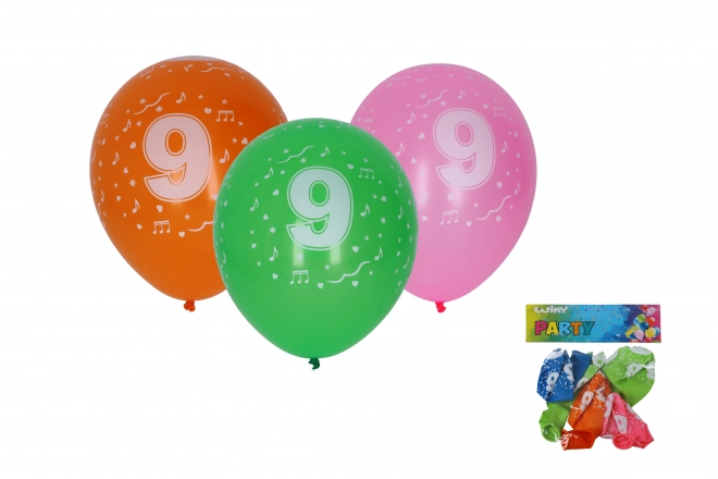Oppustelig ballon med tallet 9 30 cm - 5 stykker