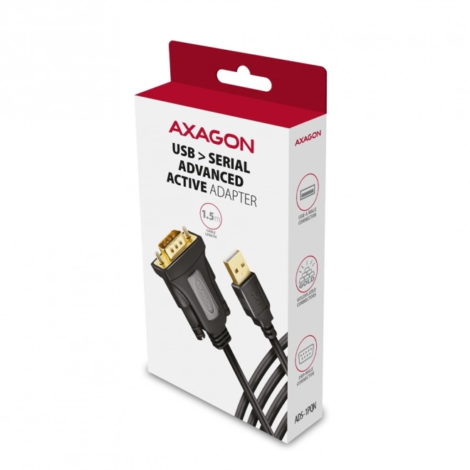 Adapter USB 2.0 til RS-232 med seriel port, 1,5m kabel, FTDI chip