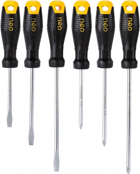 Sæt med præcisionsskruetrækkere med magnetiske spidser DELI TOOLS, 6 stk.