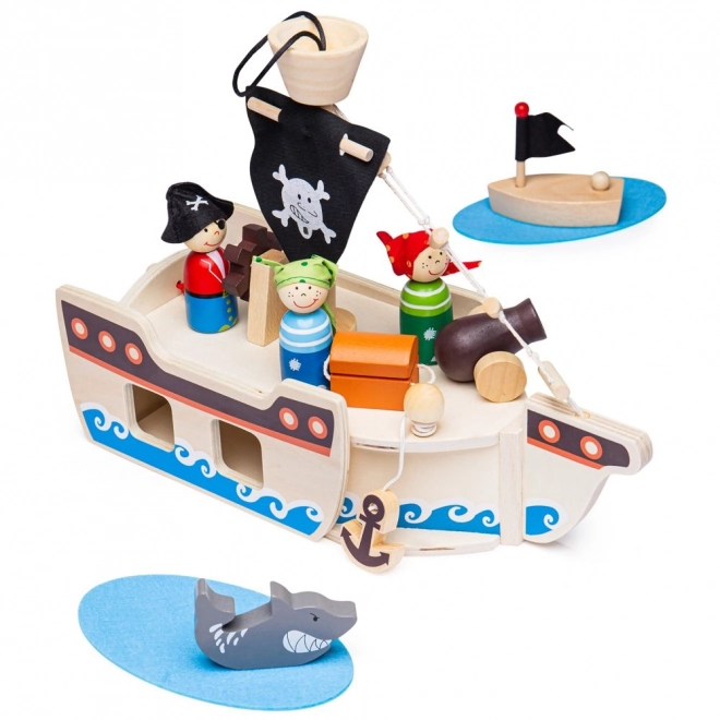 Træpiratskib med tilbehør fra Bigjigs Toys