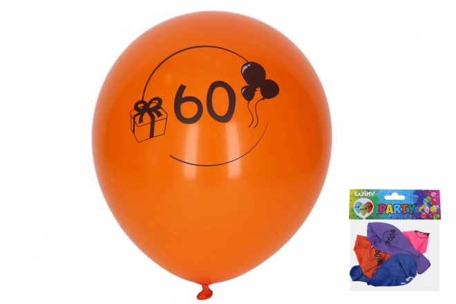 Oppustelig ballon med nummer 60 30 cm - 5 stykker