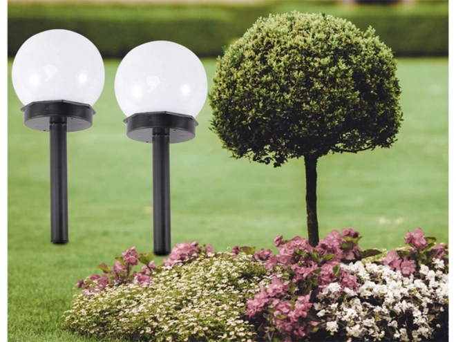 Solcellehave lamper hvide kugler med LED belysning
