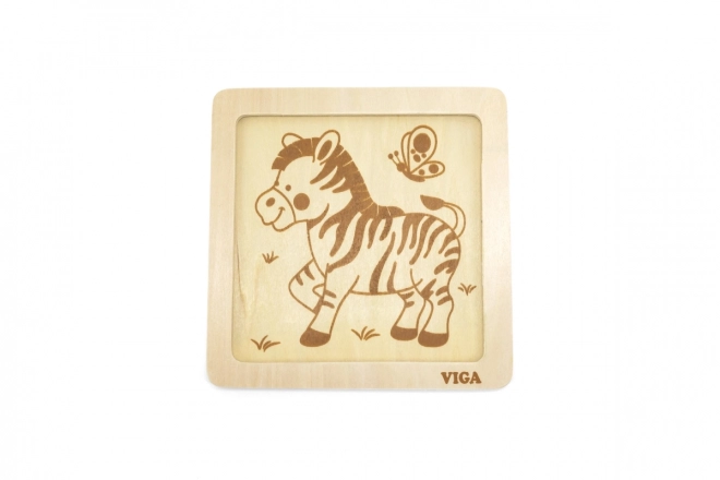 Træpuslespil 4 dele- zebra