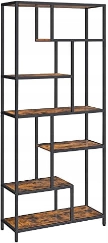 Moderne bogreol med 6 hylder i rustik loftstil