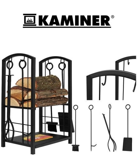 Stativ til brænde ved pejsen med tilbehør Kaminer