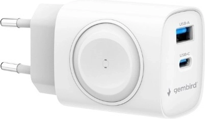 Gembird-oplader USB‑A/USB‑C 20 W med Power Delivery og Quick Charge 3.0, hvid