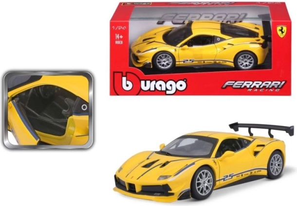 Metalmodel Bburago 1:24 Ferrari 488 Challenge gul