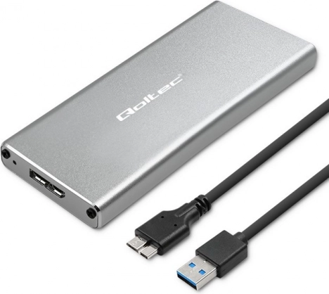 Aluminiumskabinet til M.2 SSD SATA NGFF med USB 3.0, 5 Gb/s, 2 TB, sølv