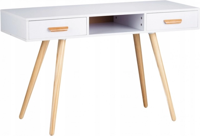 Moderne skrivebord og toiletbordskonsol i fyrretræ, hvid, 120 × 45 cm