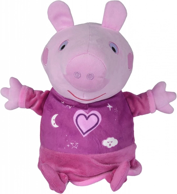 Peppa Pig 2-i-1 plys godnatursklud, med musik + lys, lyserød, 25 cm