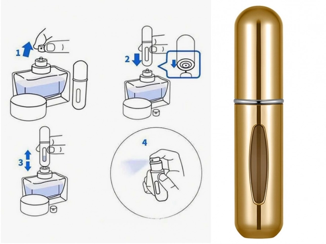 Rejsesprayflaske med parfumesprøjte 5ml parfumedispenser – guld