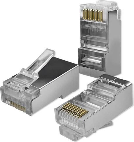 Modulær RJ45 CAT5e FTP-stik med forgyldte kontakter, 100 stk.