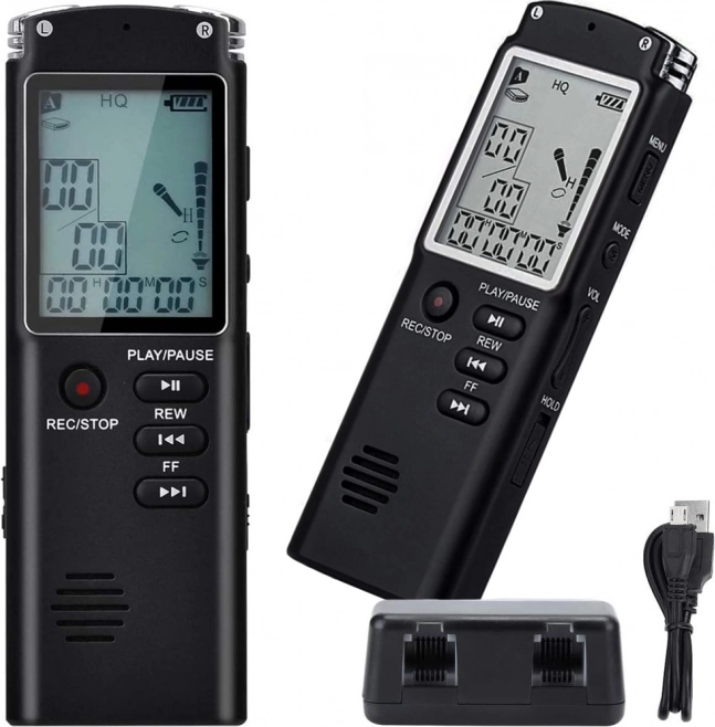 Diktafon MP3-afspiller med 8GB hukommelse og følsom mikrofon