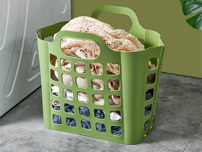 Foldbar plastvasketøjskurv