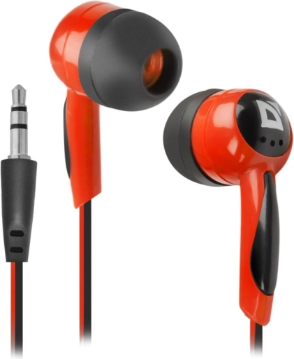 Defender Basic 604 kablede in‑ear hovedtelefoner sort‑rød