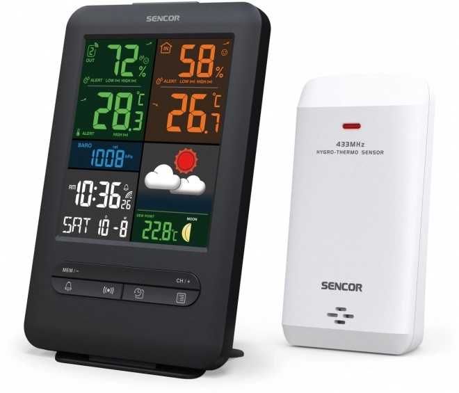 Meteorologisk station med farvet display