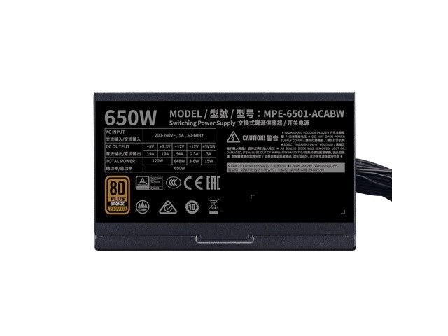 Strømforsyning Cooler Master MWE Bronze V2 650W