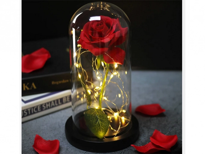Evig rose i glas med LED-belysning