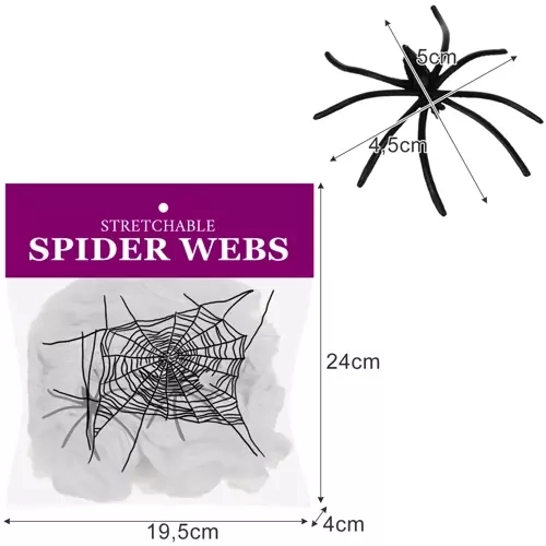 Kunstig Halloween spindelvæv med edderkopper