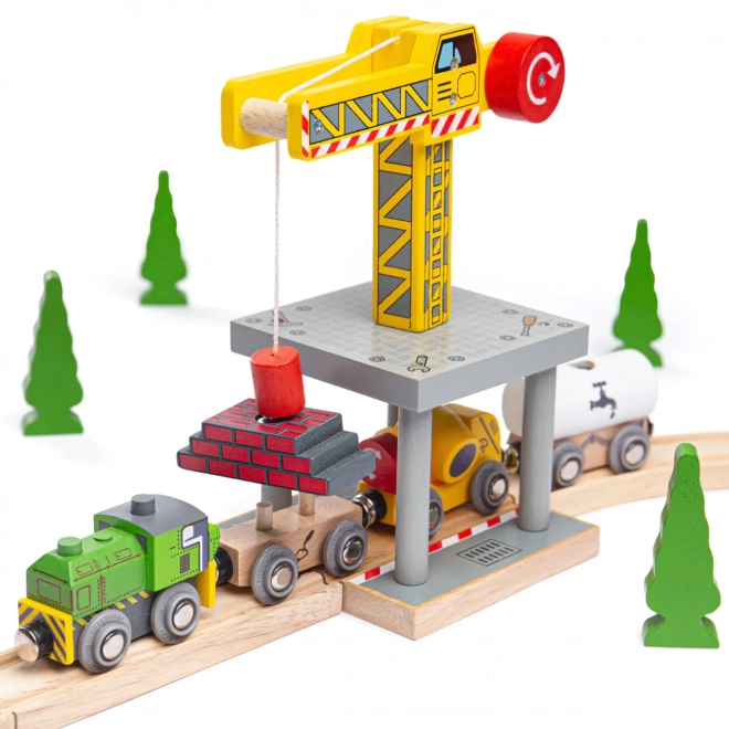 Bigjigs Rail Stor kran Gul