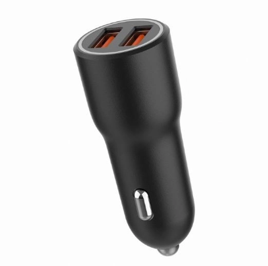 Biloplader 2xUSB-A QC3.0 36W sort