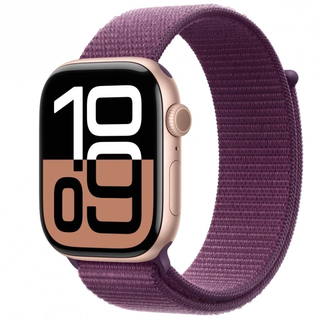 Apple Watch Series 10 GPS 46 mm rosaguld, sportsrem i blommefarve