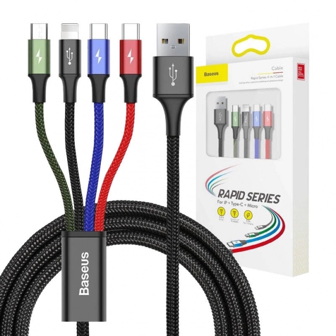 Baseus Hurtig USB-kabel 4i1 2xUSB-C / Lightning / Micro 3,5A 1,2m - sort
