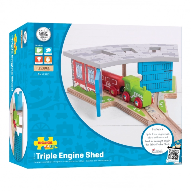 Bigjigs Rail Tredobbelt depot med porte
