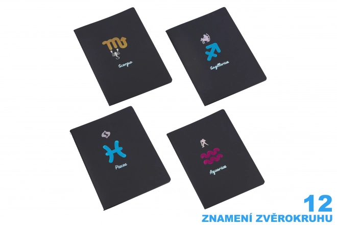 Zodiac notesblok 18,5x25,5 cm med 26 sorte linjerede sider