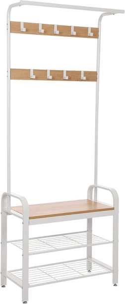 Tøjstativ med hylder og sæde