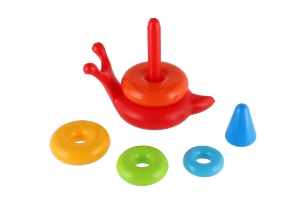 Byggelegetøj pyramide ringe snegl plast 6stk i net 18x20x12cm 12m+
