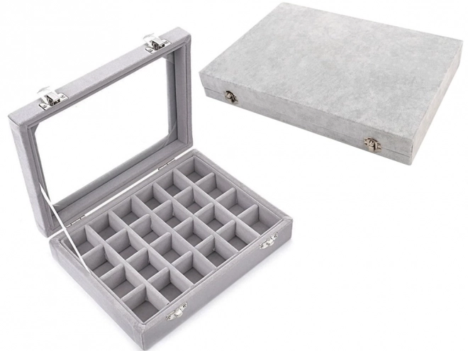 Smykkeskrin-organizer med ruskindsdisplay